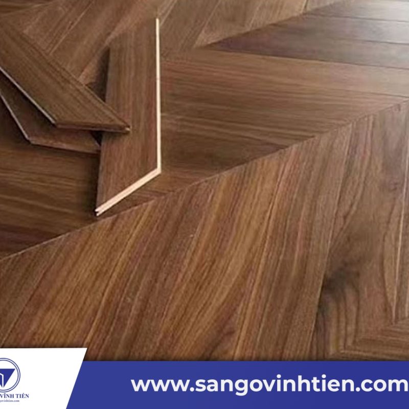 Ván Sàn Gỗ Walnut Xương Cá Chevron 45 độ