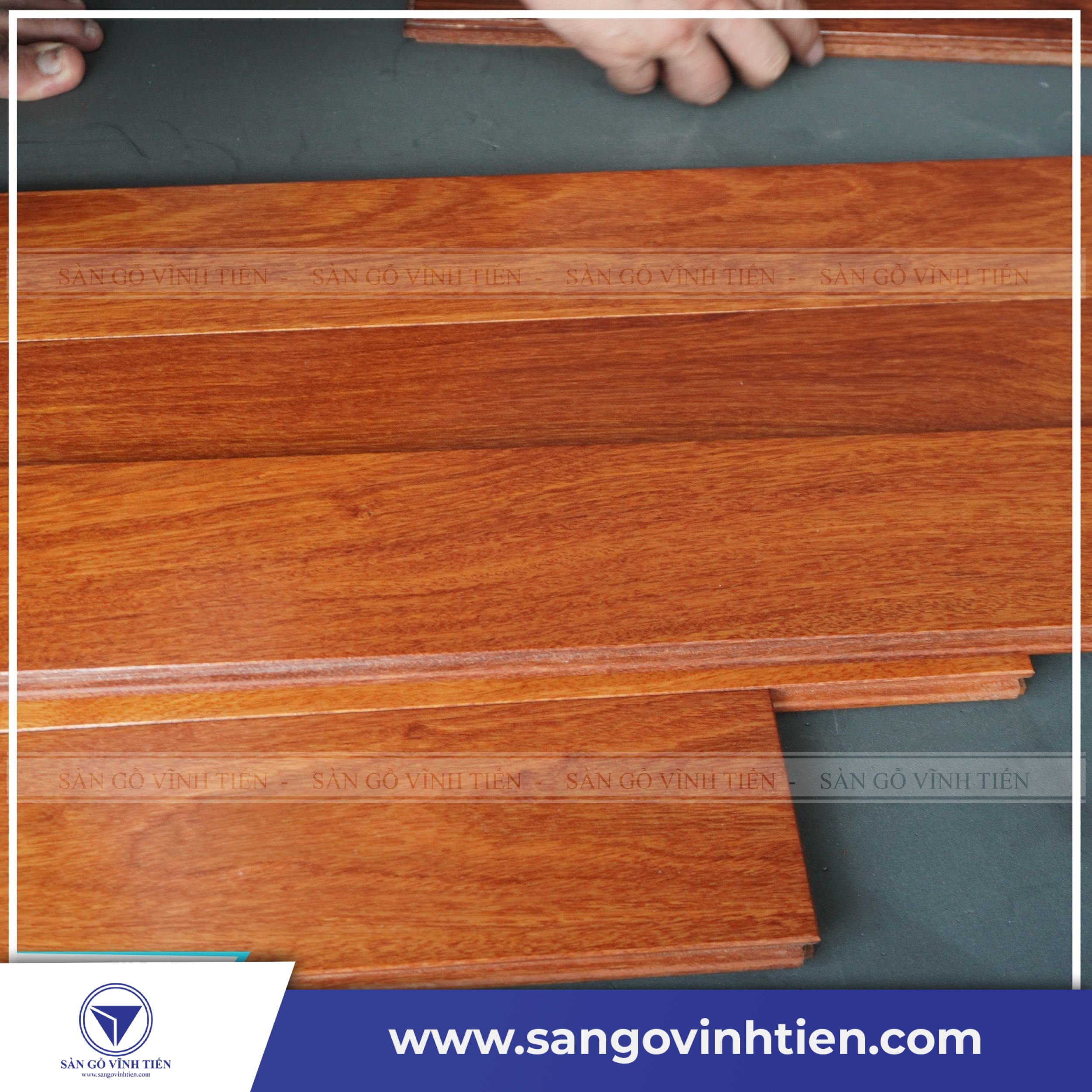 Ván sàn gỗ Căm Xe xương cá Herringbone 90 độ có màu sắc ấm áp, sáng trọng